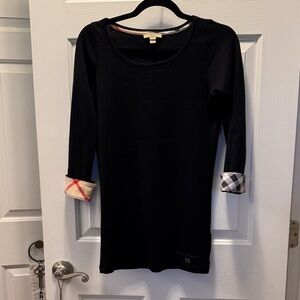 Burberry Black Long Sleeve Tunic with Signature Check Cuffs